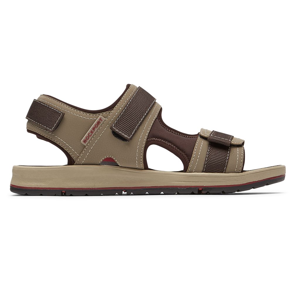 Rockport Canada Lucky Bay Sport 3 Strap - Mens Sandals Brown (DVN762389)